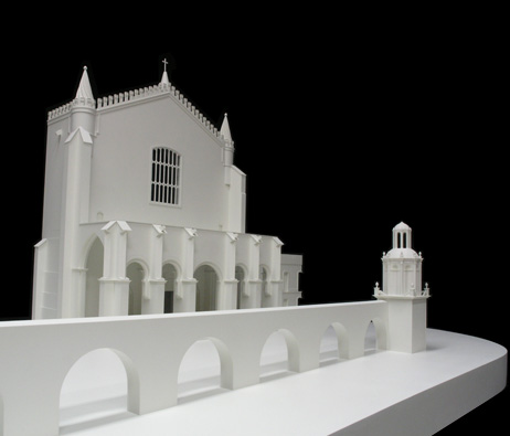 Maquetas: Igreja de So Francisco - Fachada poente, troo do aqueduto e caixa demolidos em 1873, vora (figura 1)